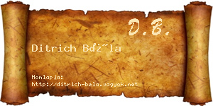 Ditrich Béla névjegykártya